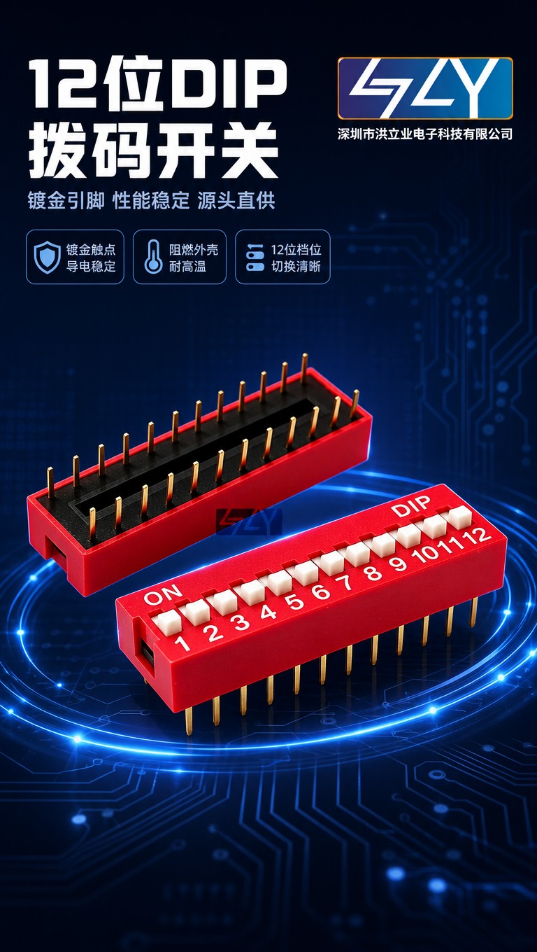 [商品] 使用【图1】12位红色DIP直插拨码开关；保留红色外… - 图片创意预览