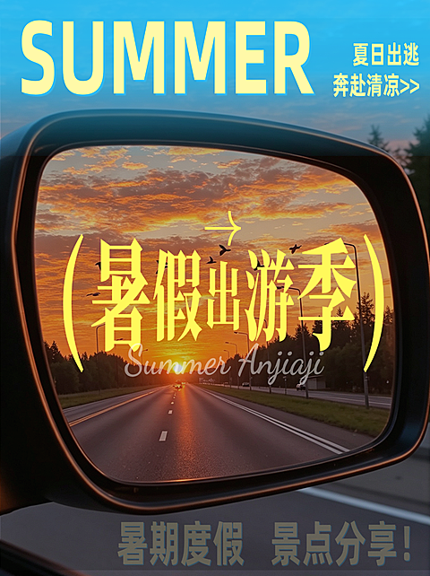 暑期夏日出游景点推荐大字小红书封面