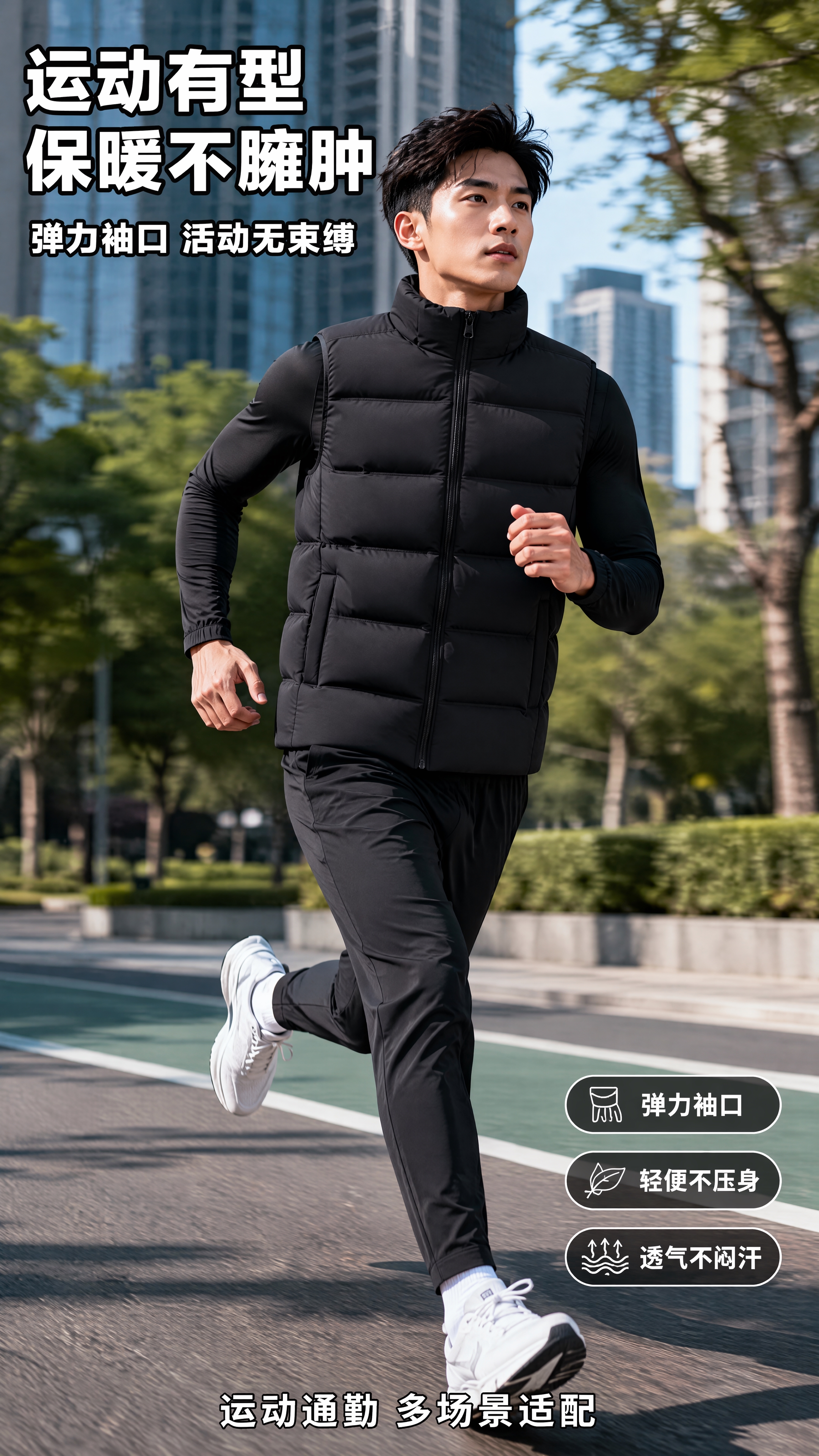 [第7张] 运动场景模特穿戴-男性亚洲模特城市户外慢跑。本张使… - 图片创意预览