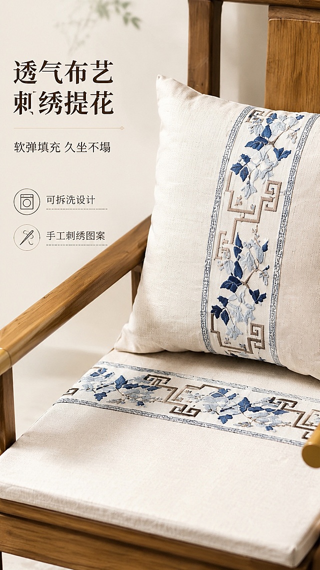 「图片1」「图片1」「图片1」「图片1」，生成详情页，商品名称为新中式官帽椅，卖点是榫卯结构/精选木材，尺寸：长54cm*宽49cm高93cm 适配拼多多平台，单图比例为9:16，需求屏数为20张。