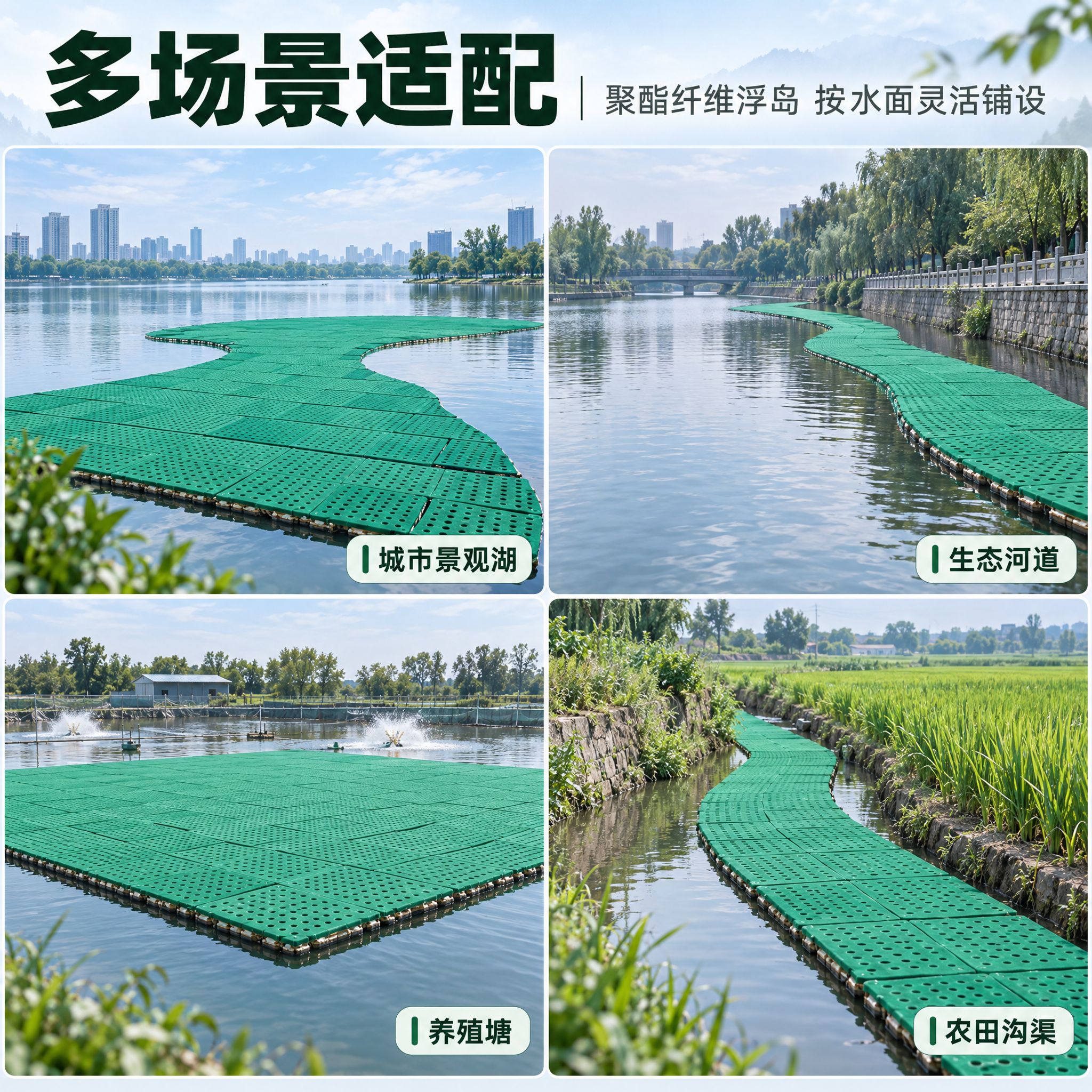 [主图-5] 聚酯纤维浮岛 多场景适配图，唯一任务是说明河道… - 图片创意预览