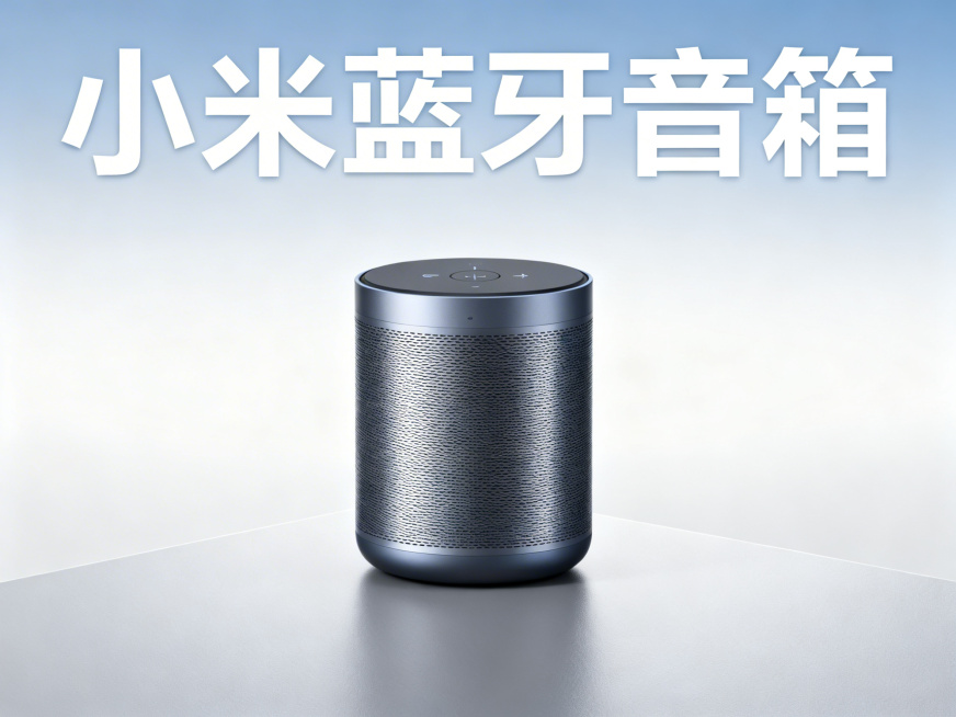 小米蓝牙音箱宣传图，现代简约风格，音箱放置在干净简洁的场景中，产品清晰突出，科技感十足，适合作为电商宣传海报，3M画质输出，JPG格式，重新生成全新构图预览效果