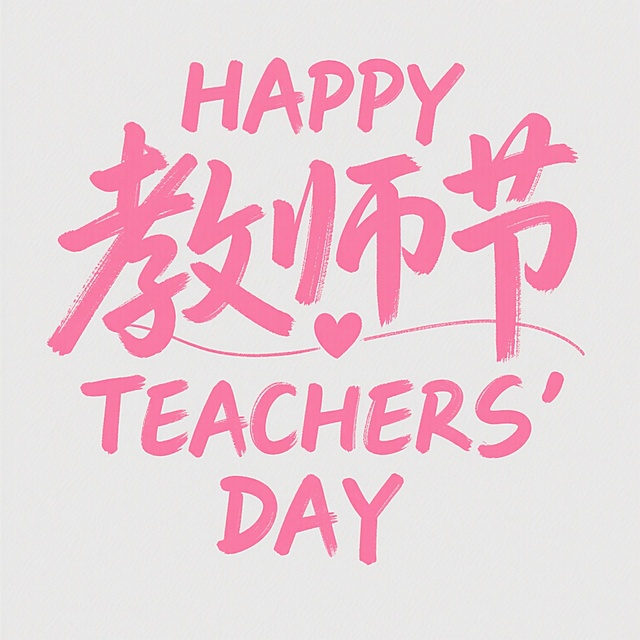 “HAPPY TEACHERS' DAY” 英文、“教师节” 中文 创作字体
