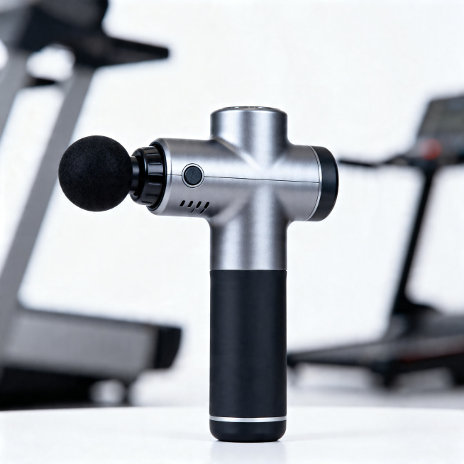 photorealistic product shot, mini portable massage gun, pure white background, studio soft lighting,预览效果