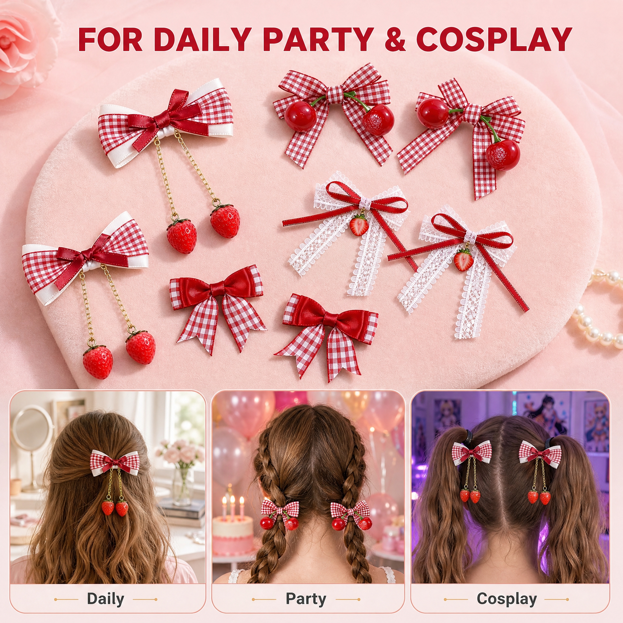 [主图-5] 商品名称 8 Pcs Red Gingham B… - 图片创意预览