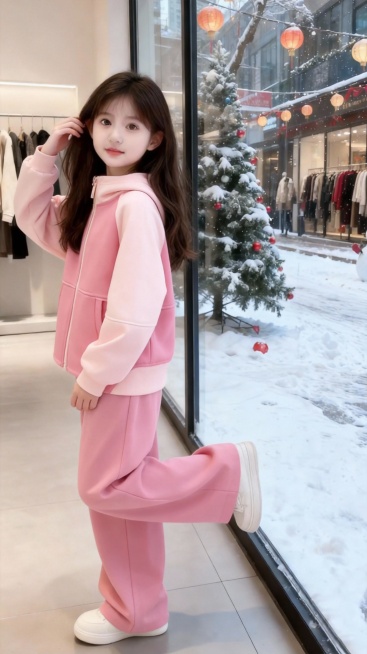 把图1的衣服和裤子给图的2的人物穿上，保留原场景光影，保持图2的人物的五官和发型不变，图片宽高尺寸不变，背景不变，人物姿势不变，保持图1的衣服和裤子的款式和颜色不变预览效果