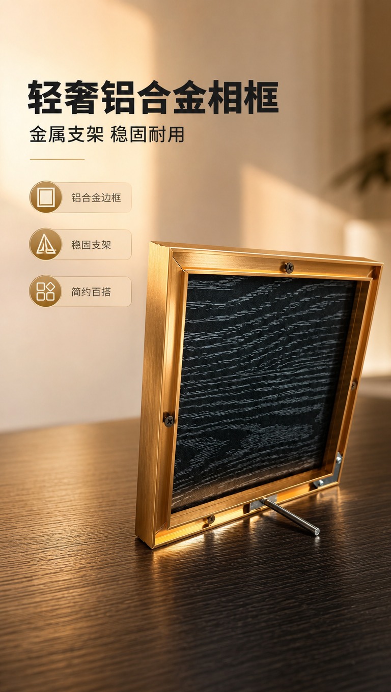 [商品] 使用【图1】金色铝合金方形相框；保留方形结构、金色铝… - 图片创意预览
