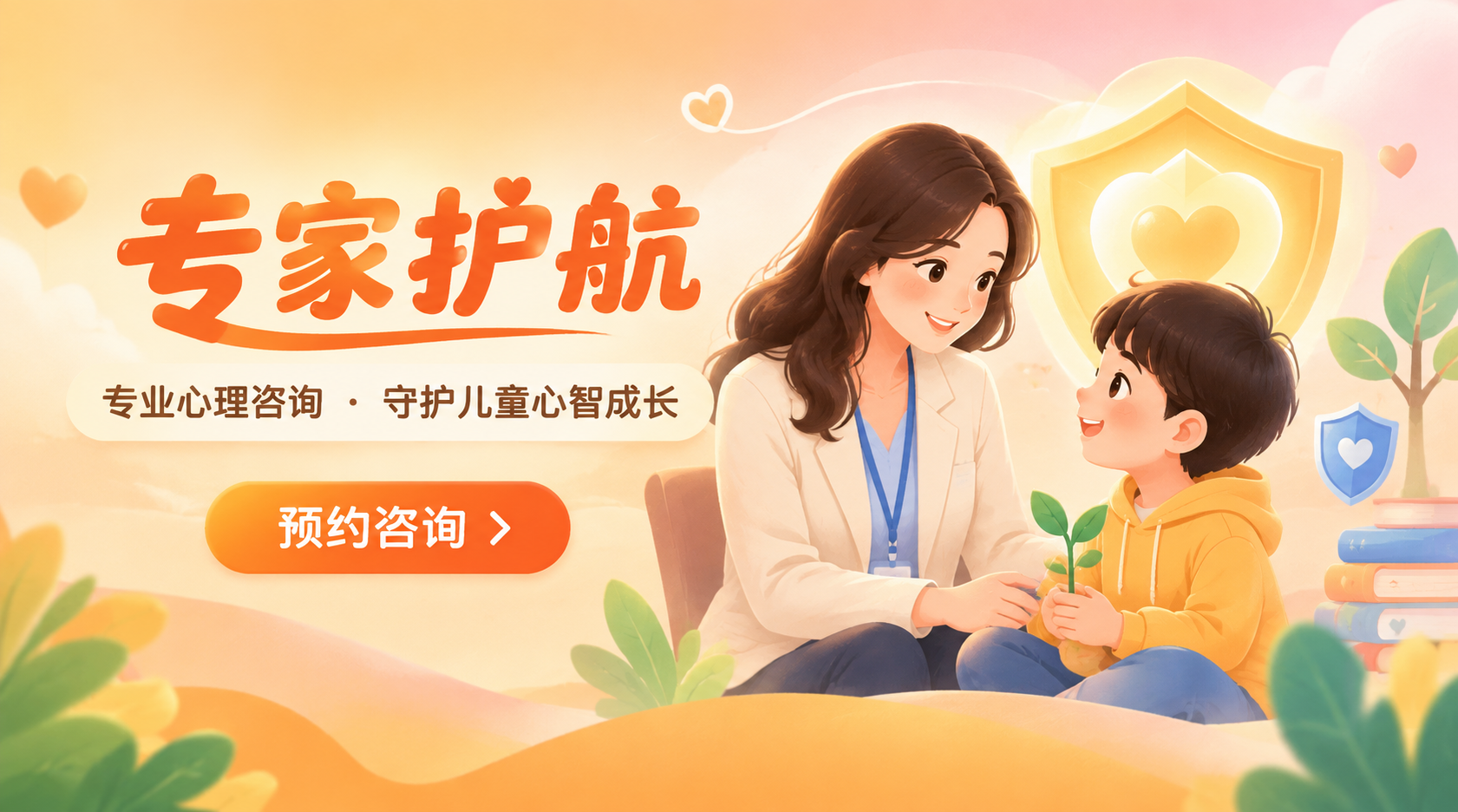 儿童心智绘画APP轮播Banner设计，主题：心理咨询专家护航… - 图片创意预览