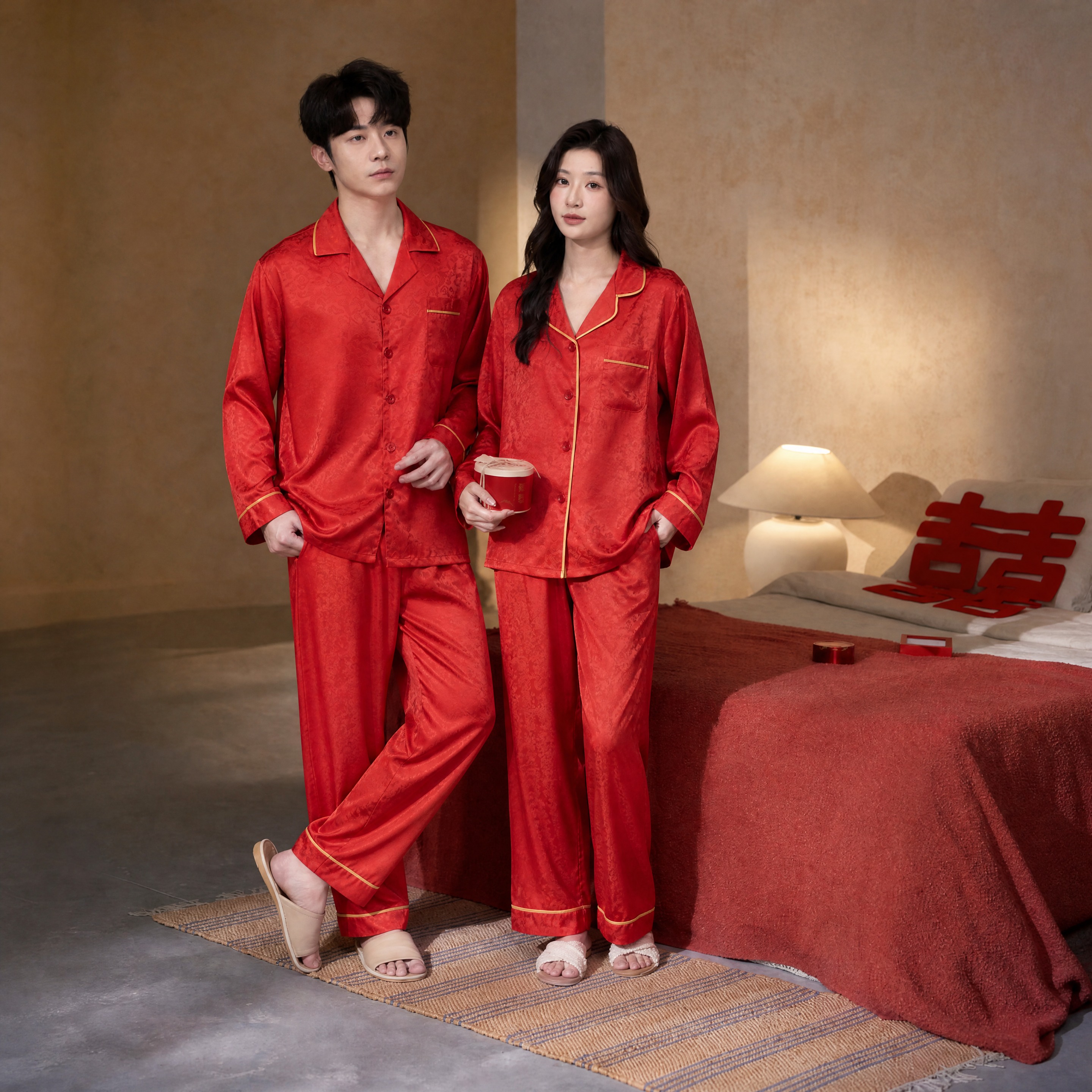 保持图1中男女模特的人物样貌、姿势、场景背景、灯光氛围、道具（… - 图片创意预览
