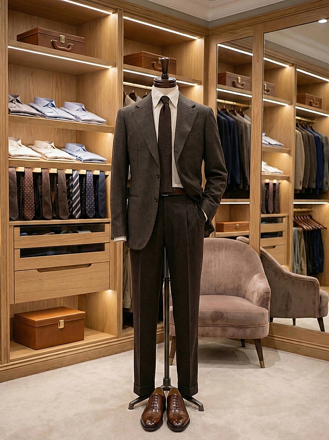 将生成的西装款式参考这张图，再生成一张产品搭配图