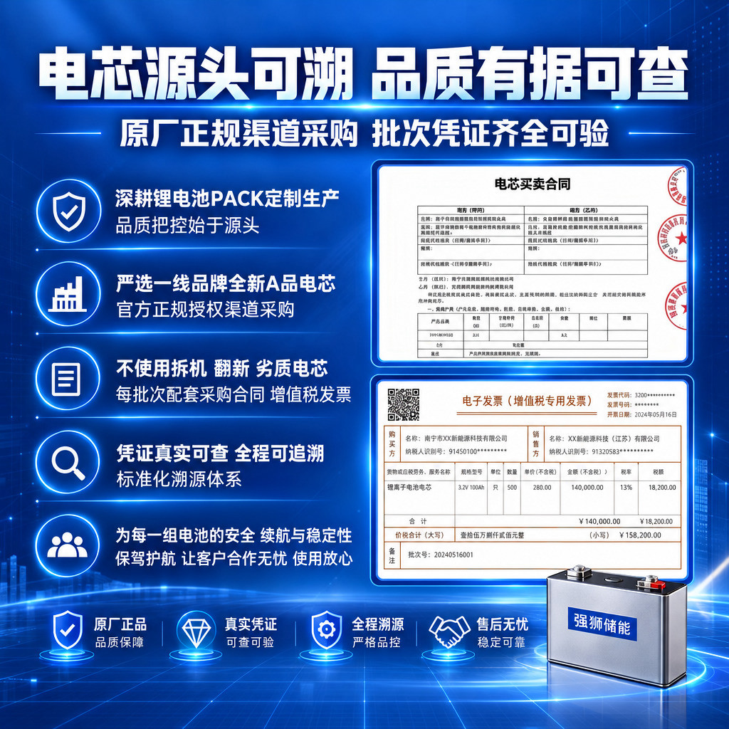 [主图5-品质保障决策] 强狮储能锂电池品质保障与售后承诺图，… - 图片创意预览