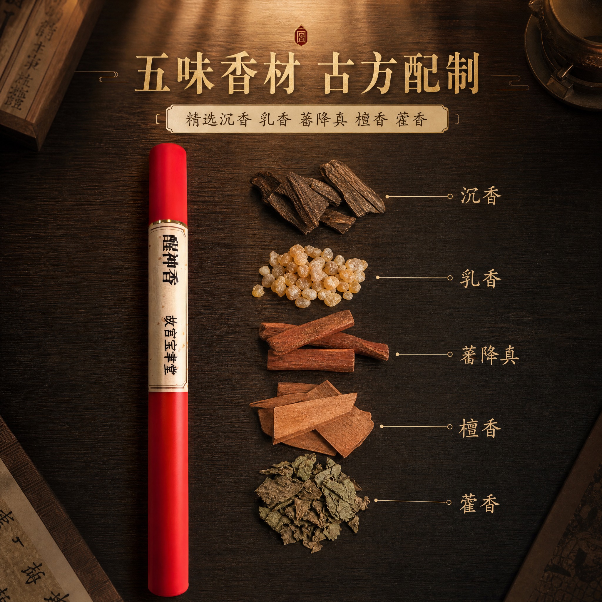 [主图-2] 核心卖点 五味香材 古方配制 成分展示图 [统一… - 图片创意预览