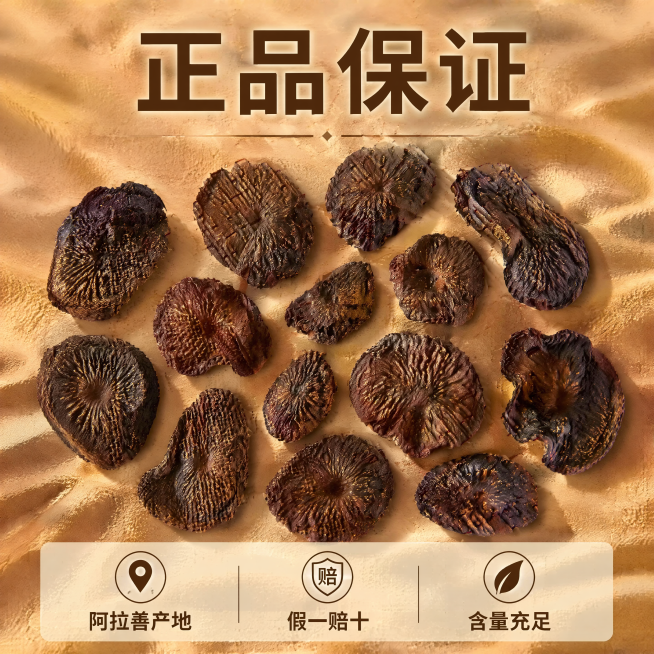 [主图-5] 荒漠肉苁蓉服务承诺保障图。
[氛围风格] 简洁直白沙漠风格，突出服务保障；
[画质] 商业摄影质感、光线柔和通透、产品清晰真实、画面干净高级。
[元素] 多片不同大小的肉苁蓉干片整齐摆放预览效果