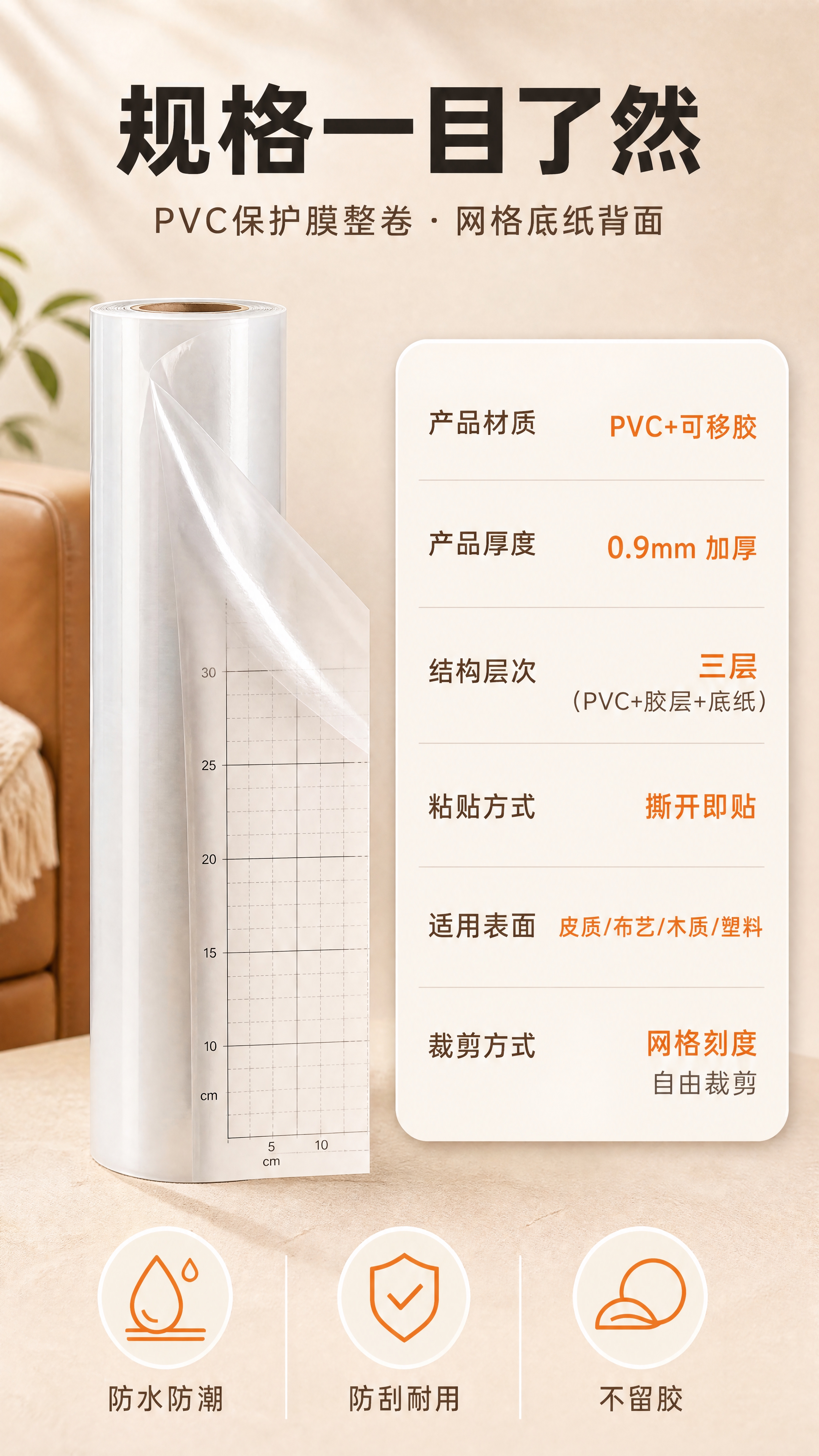 [商品] 使用【图2】PVC保护膜整卷主体与【图3】网格底纸背… - 图片创意预览