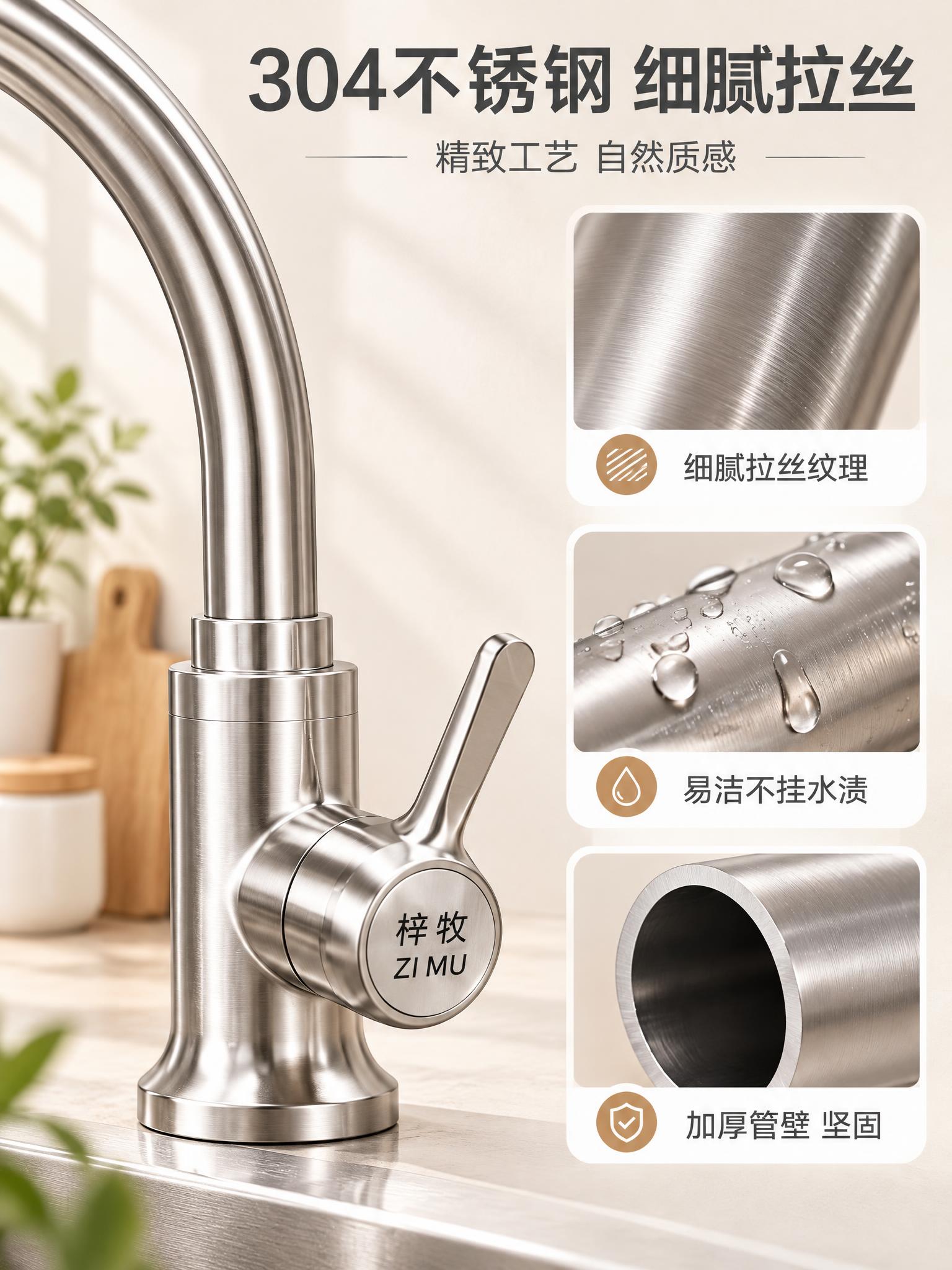 [商品] 使用【图1】【图2】304不锈钢单冷高抛大弯厨房水龙… - 图片创意预览
