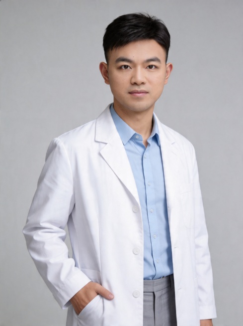参考图中保留人物脸型、发型、年龄等特征生成医师形象照,标准焦段50mm,f/4光圈(f/2.8-f/4区间),平视视角(镜头与人物视线齐平);人物占画面70%,人物居中(居中构图),位于画面中心,为视预览效果