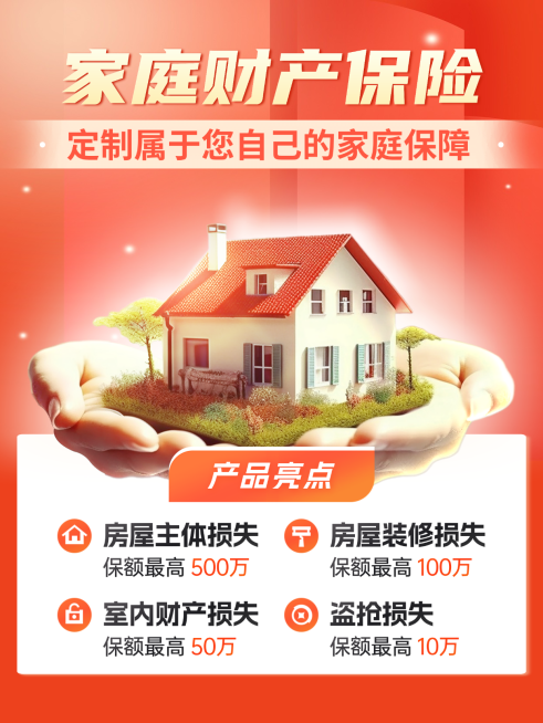 金融家庭财产保险产品介绍营销小红书封面配图预览效果