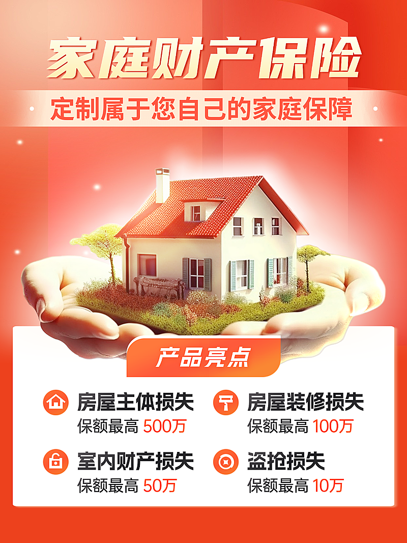 金融家庭财产保险产品介绍营销小红书封面配图