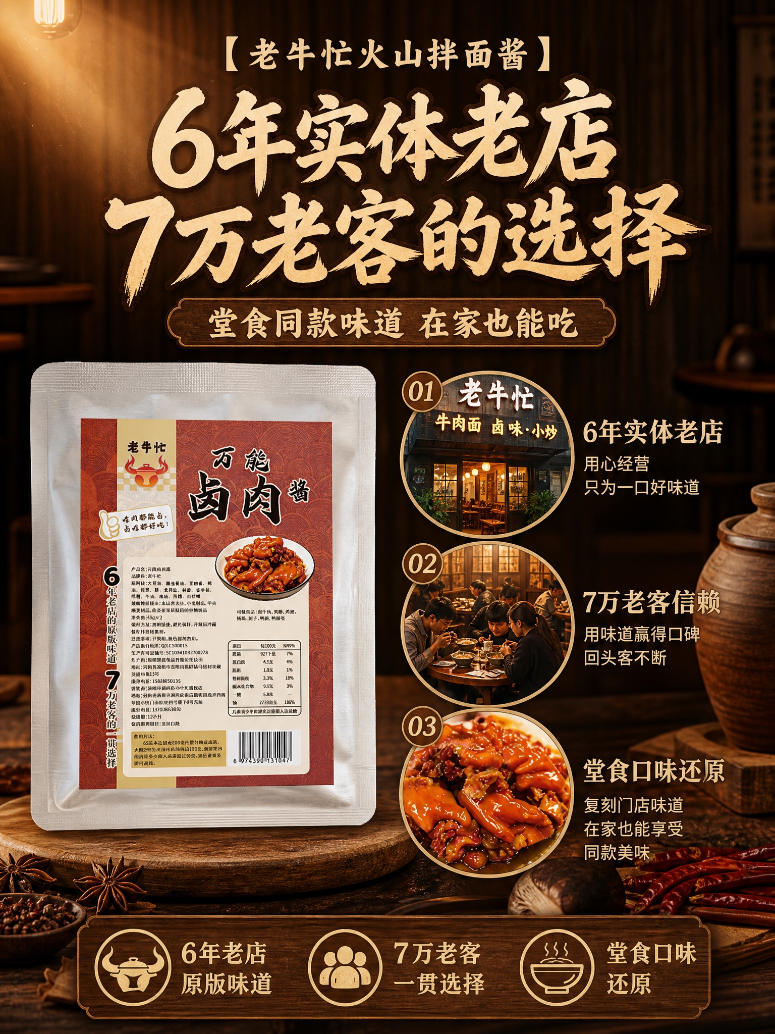 电商详情页第2张-品牌信任背书，3:4竖版。延续暖棕木质风格。… - 图片创意预览
