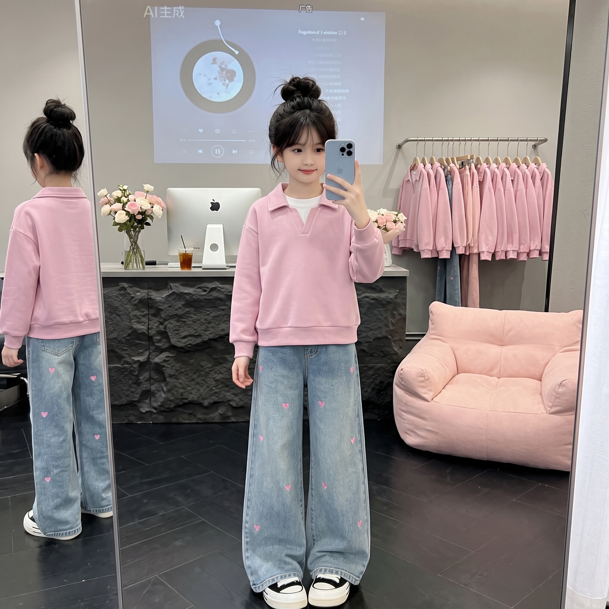 用图1的衣服和图2的裤子替换图的3的人物穿搭衣服裤子已经后面衣… - 图片创意预览