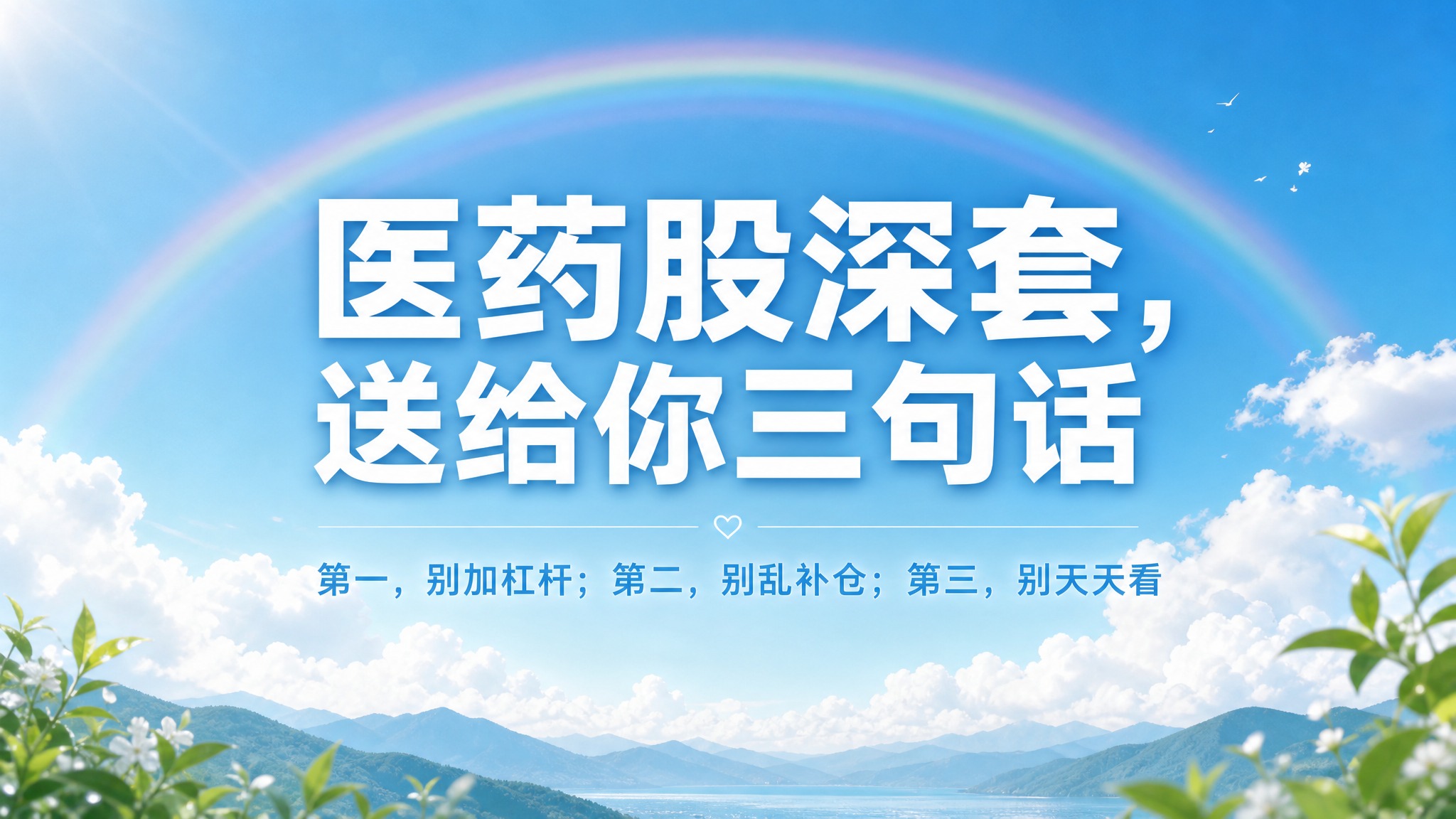 16:9横版股市财经海报，高级天蓝色渐变背景，带有雨后天晴的彩… - 图片创意预览