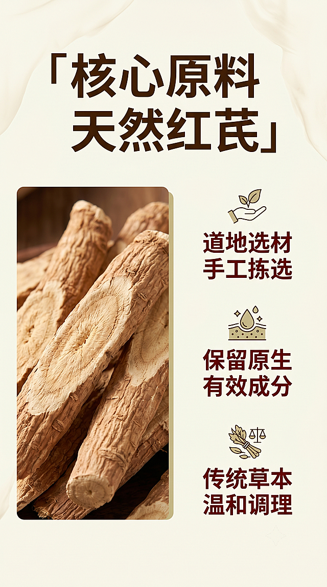 「图片1」，生成一套详情页，商品名称为红芪口服液，适配抖音/快手平台，单图比例为9:16，需求屏数为8张。