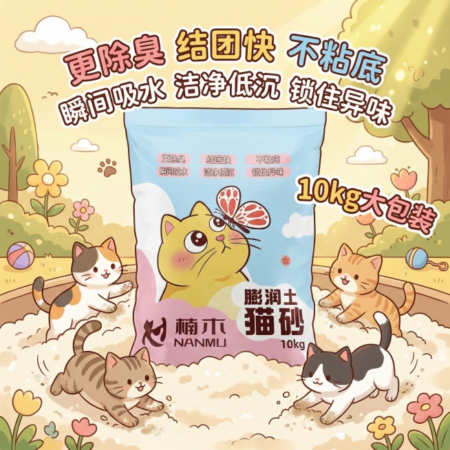 我是在拼多多卖猫砂的 帮我做10张主图 可爱一点 吸引人点预览效果