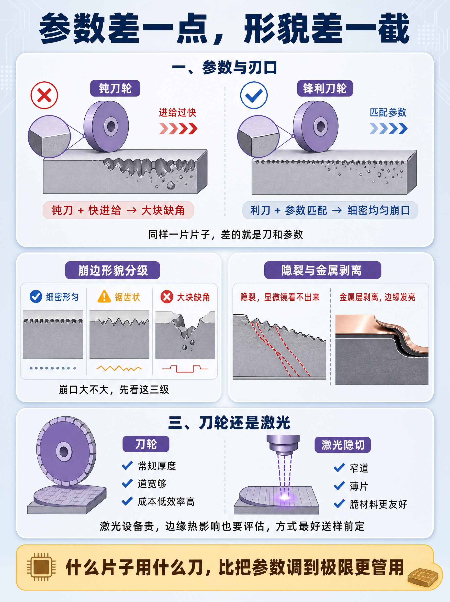 信息图，标题："参数差一点，形貌差一截"。自上而下三段半透明白… - 图片创意预览