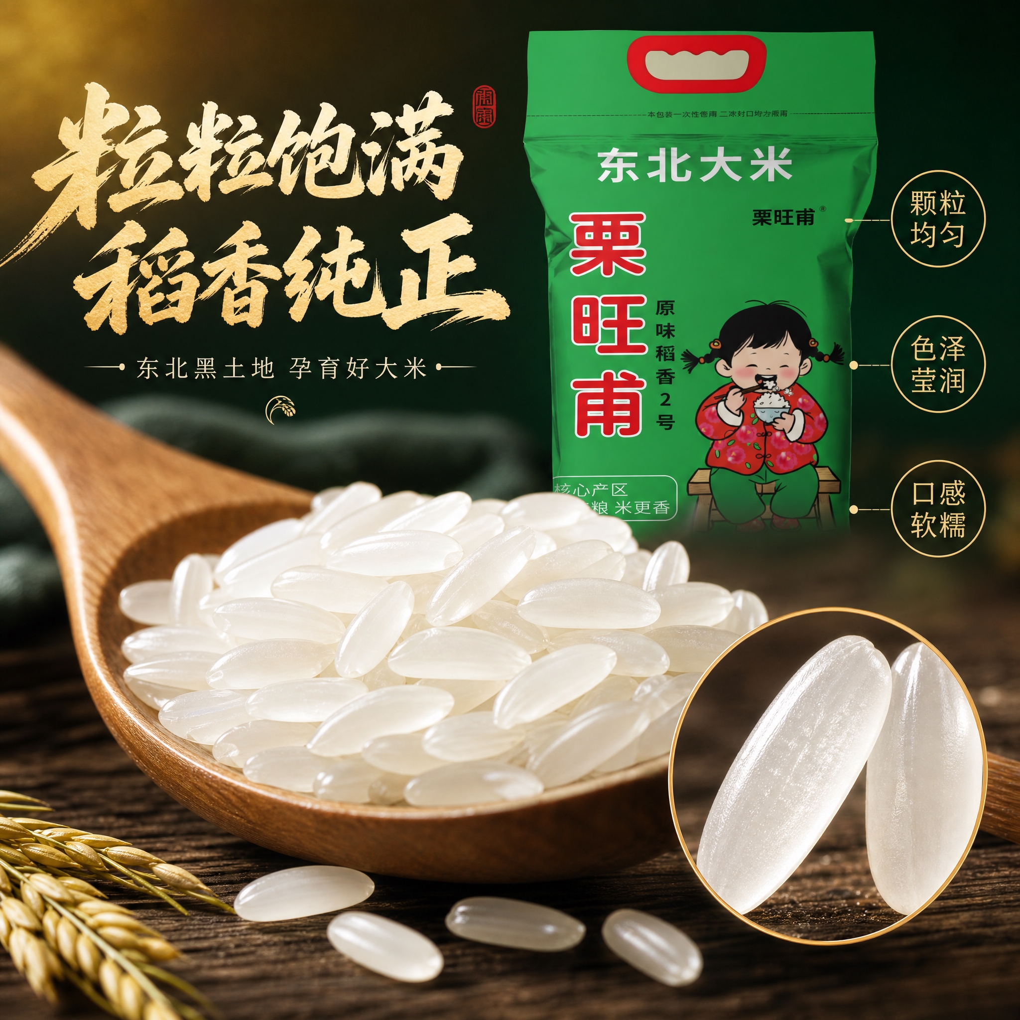 [主图-3] 米粒细节品质图，微距展示大米颗粒饱满与质感。 [… - 图片创意预览