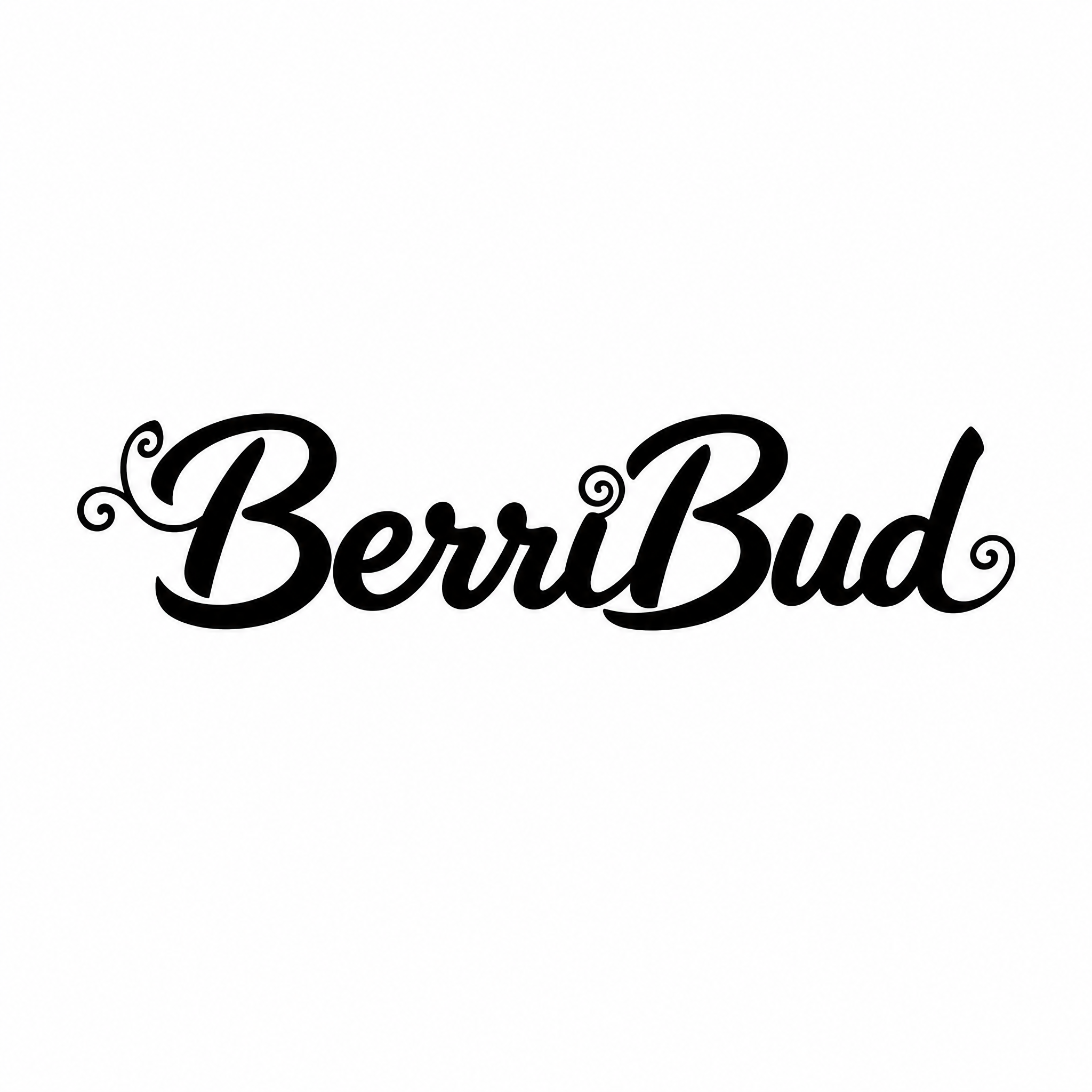 日系少女品牌logo设计，文字为"BerriBud"，黑色粗体… - 图片创意预览