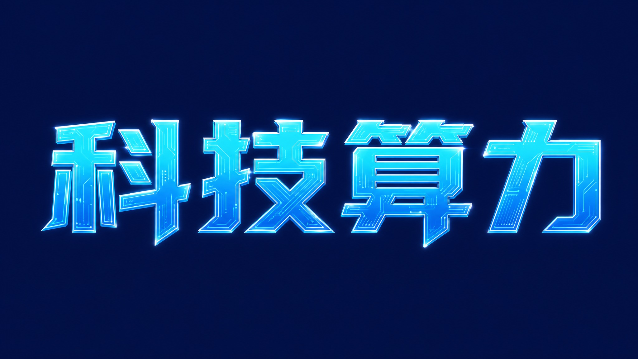 干净的纯深蓝色背景。平面艺术字体设计，4字主体文字"科技算力"… - 图片创意预览