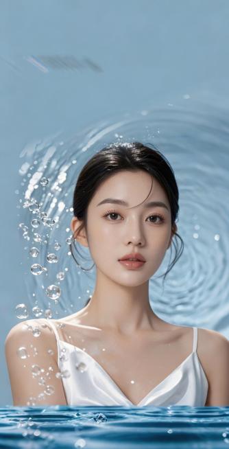 去除图片上方的所有文字，保留原浅蓝色水波纹气泡背景和下方人物主体，保持整体风格一致预览效果