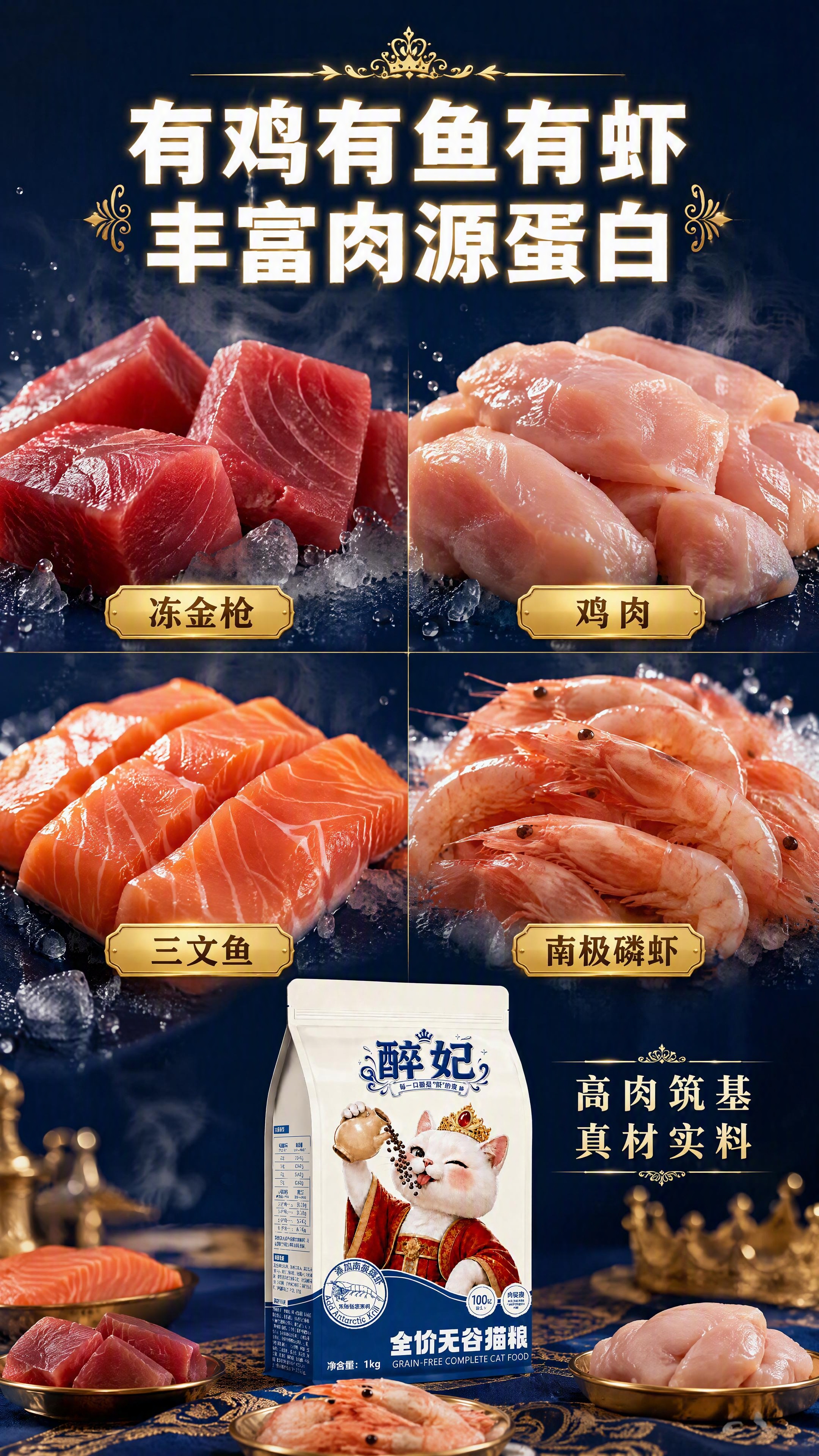 [第3张] 原料成分专张——醉妃猫粮四大肉源展示。本张使用【图… - 图片创意预览