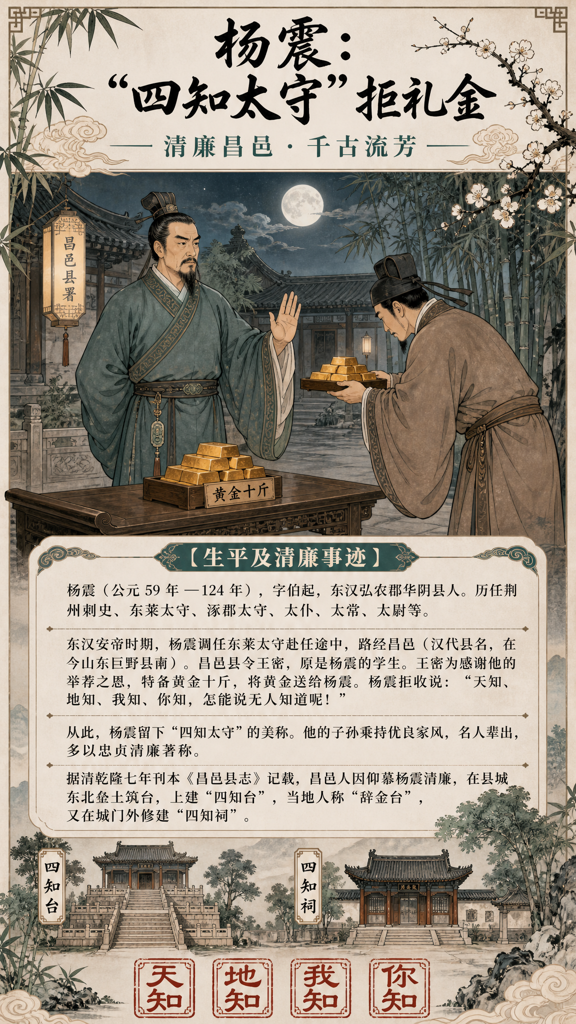 国风新中式工笔风格清廉文化宣传长图海报，竖版9:16，古朴典雅… - 图片创意预览