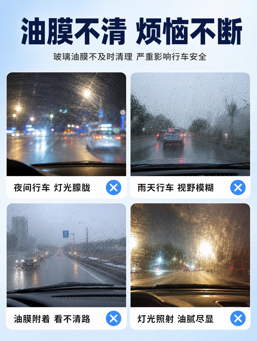 [商品] 使用【图4】油膜危害四宫格参考图，保留夜间行车灯光朦… - 图片创意预览