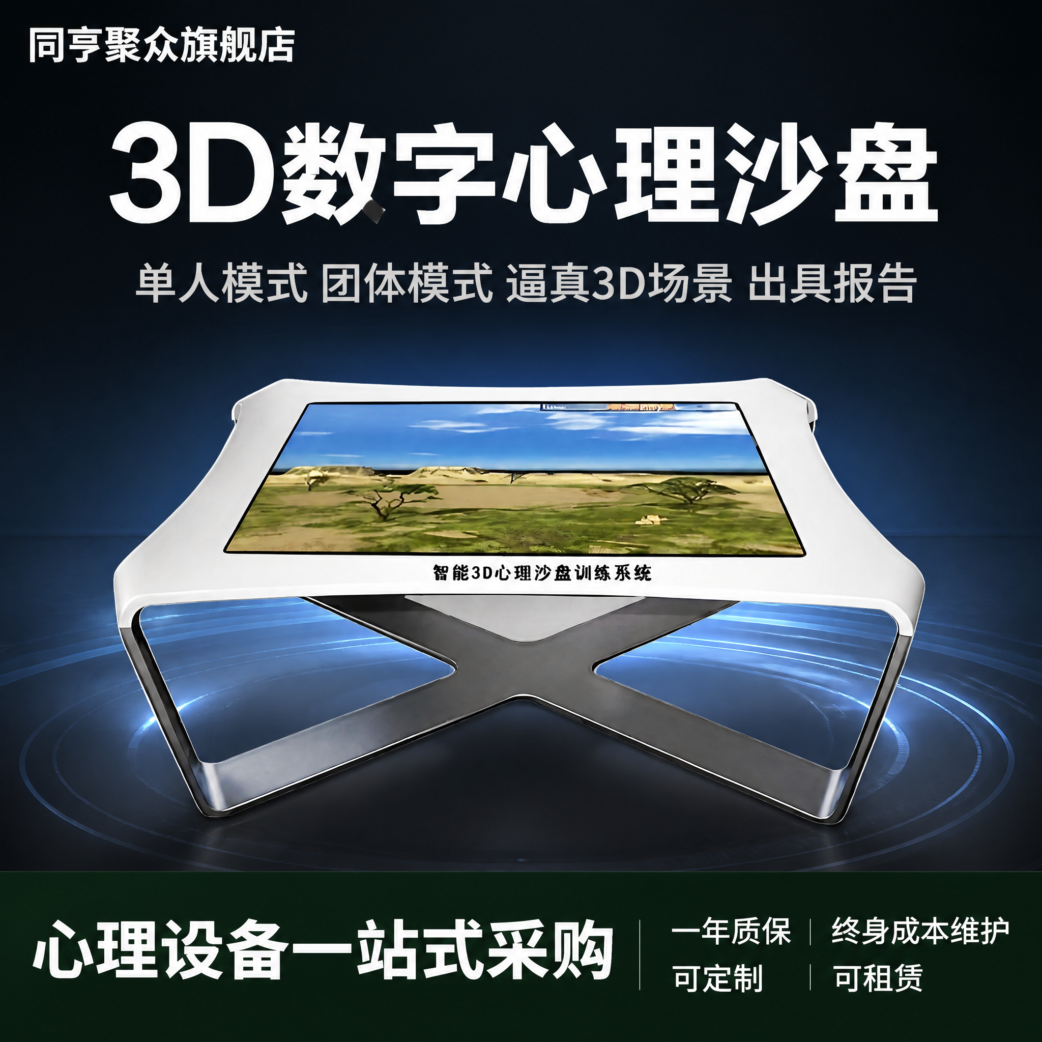 [主图-1重制] 3D数字心理沙盘首图，产品整体展示+核心卖点… - 图片创意预览