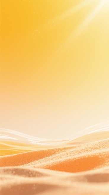 柔和渐变的背景，以明亮的黄色和温暖的橙色为主色调，色彩过渡自然和谐，带有细腻的纹理质感，融合夏日元素，如阳光照射下的沙滩纹理、轻盈的微风拂过的细腻波纹或淡淡的夏日光晕效果，整体呈现出温暖、明亮、轻松愉悦的夏日氛围，画面简洁大方，具有现代设计感。预览效果