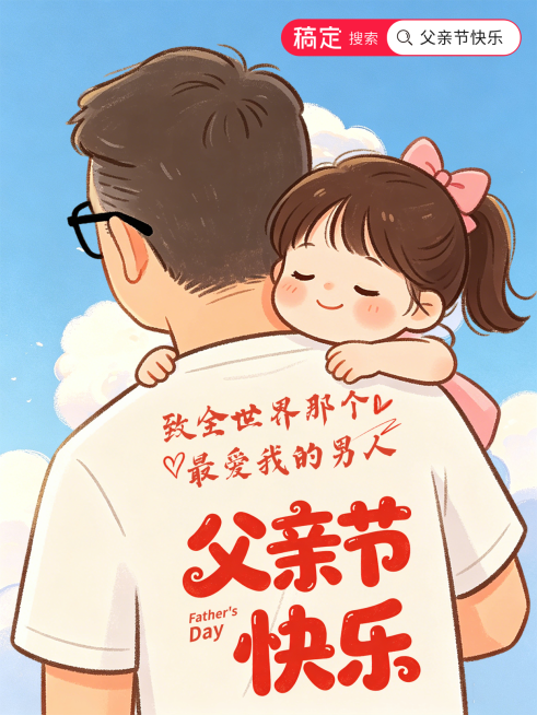 父亲节快乐节日祝福宣传创意卡通风通用小红书封面预览效果