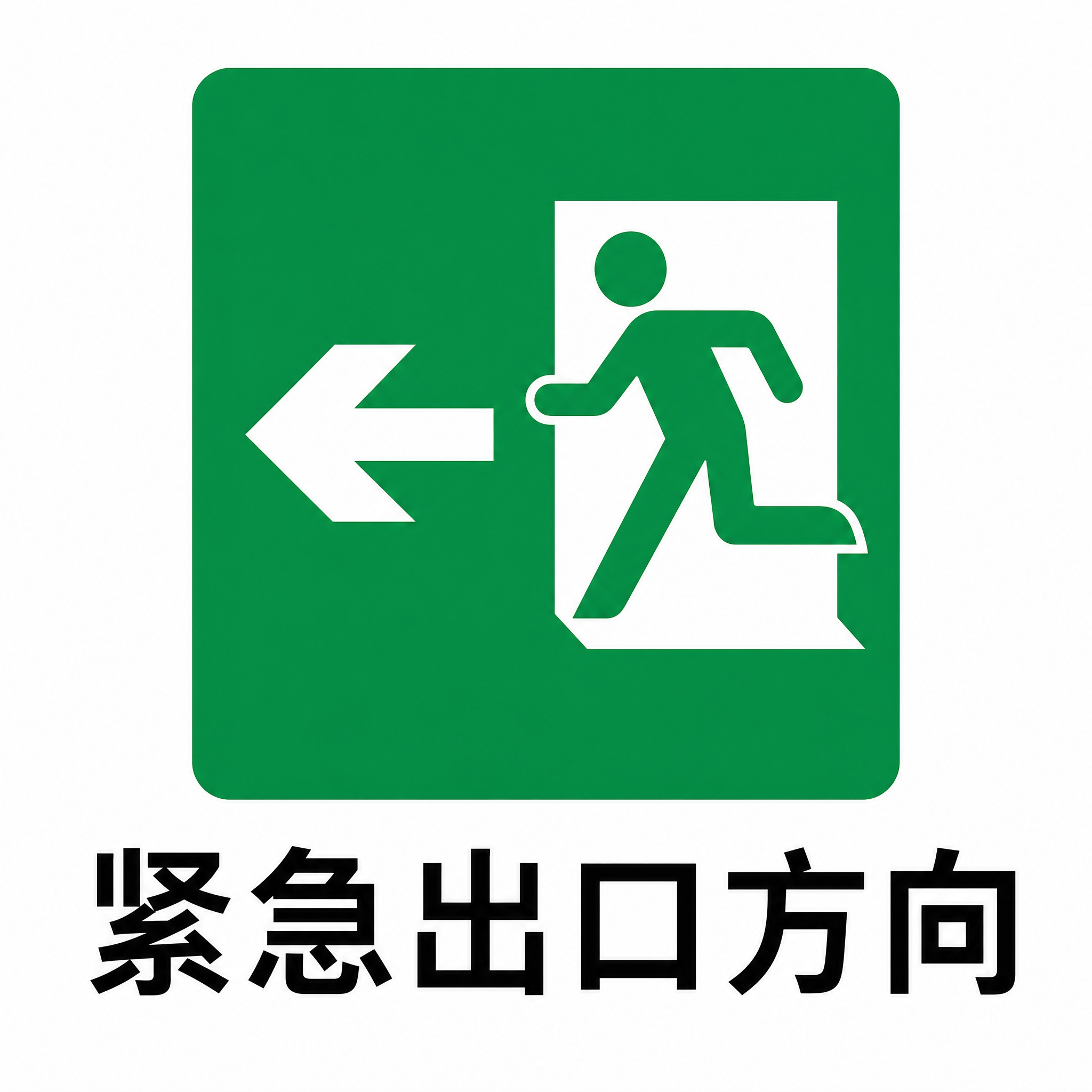 生成疏散平面图中的「紧急出口方向」标识图标：绿色方形背景，内部… - 图片创意预览