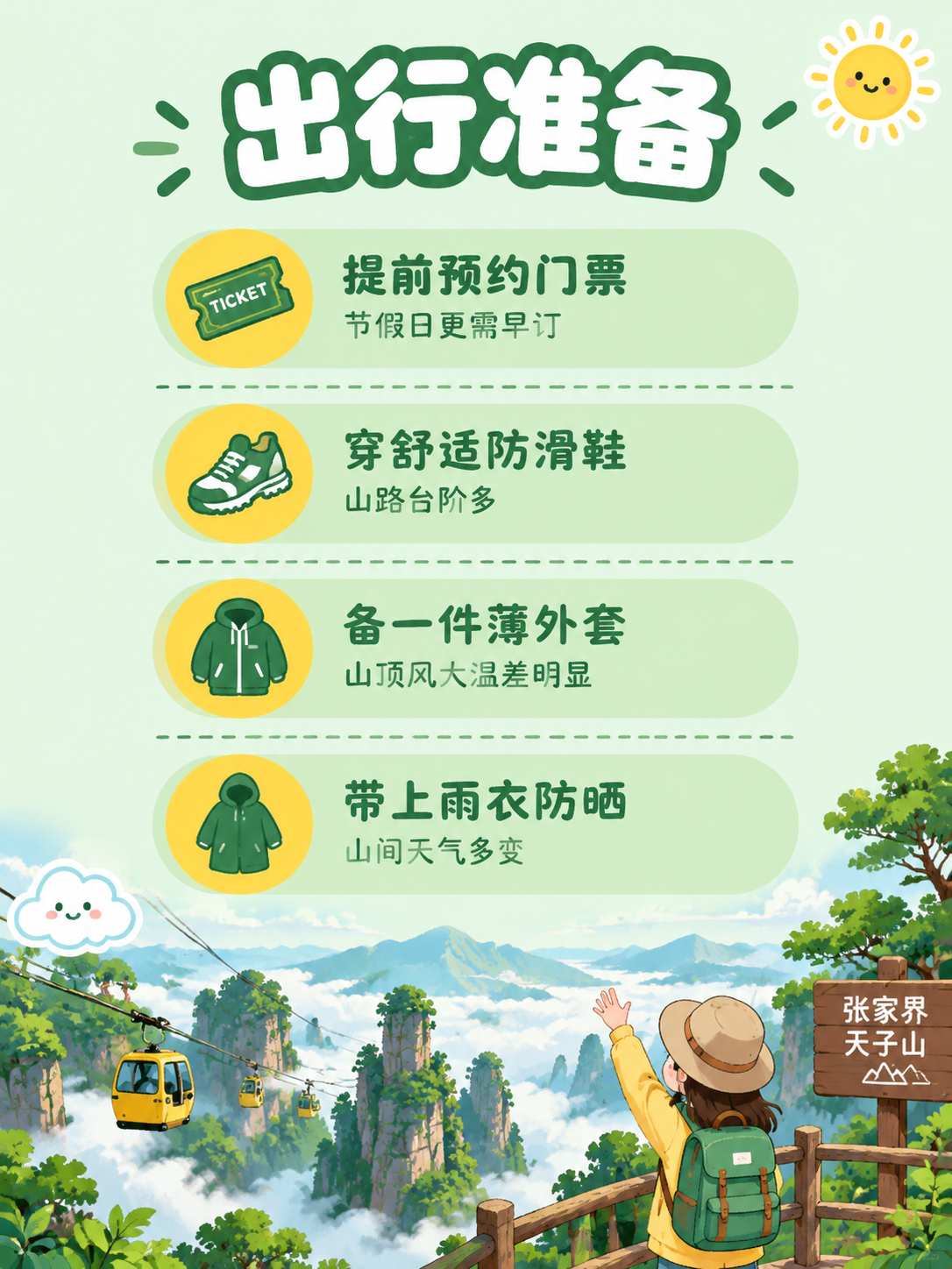 小红书笔记图文页，清新卡通山林风插画+大字排版，版式精美，小红… - 图片创意预览
