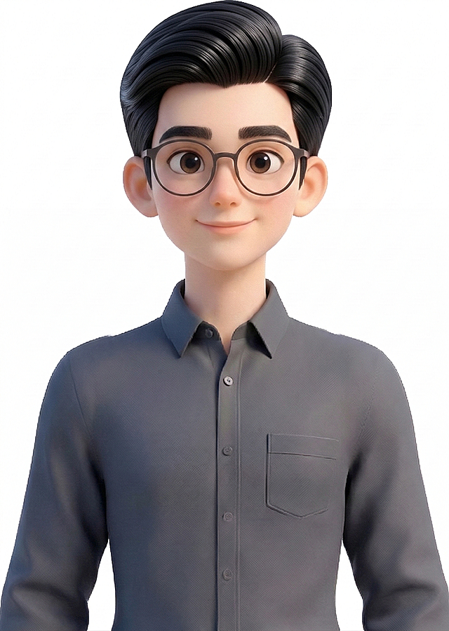 将图中男性的头发改成整齐的黑色直发，保持职场人风格，其他元素不变