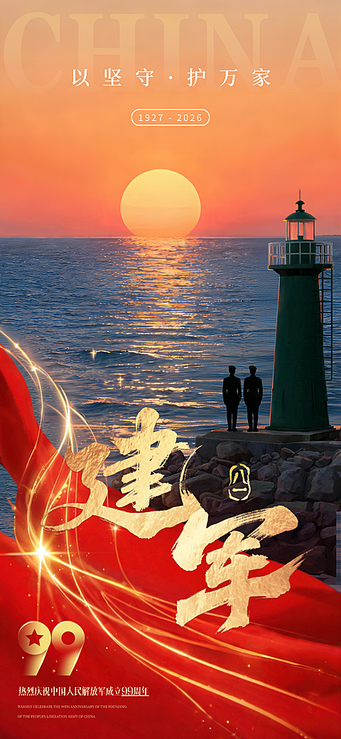 建军节祝福手机海报