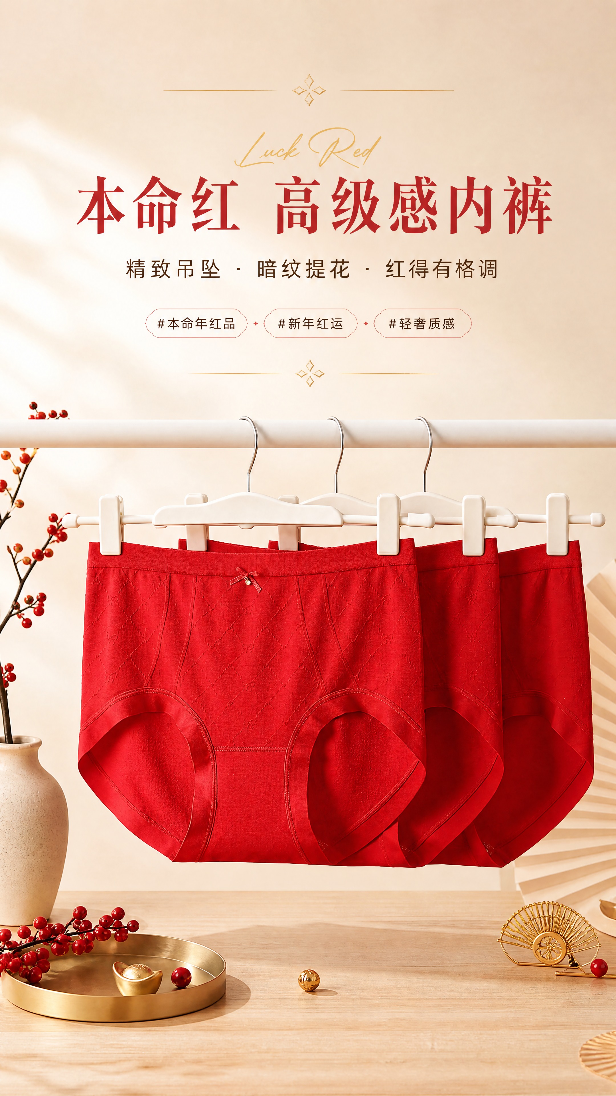 [商品] 使用【图1】本命红高腰内裤，大红色；商品处理：保留高… - 图片创意预览