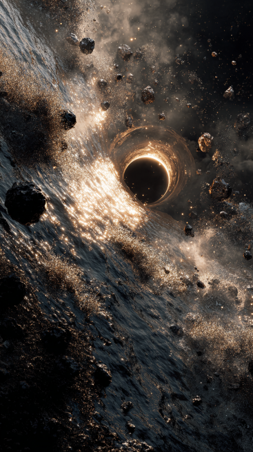 Realistic celestial river and cosmic black hole fusion, dreamcore aesthetic, extreme visual tension,预览效果