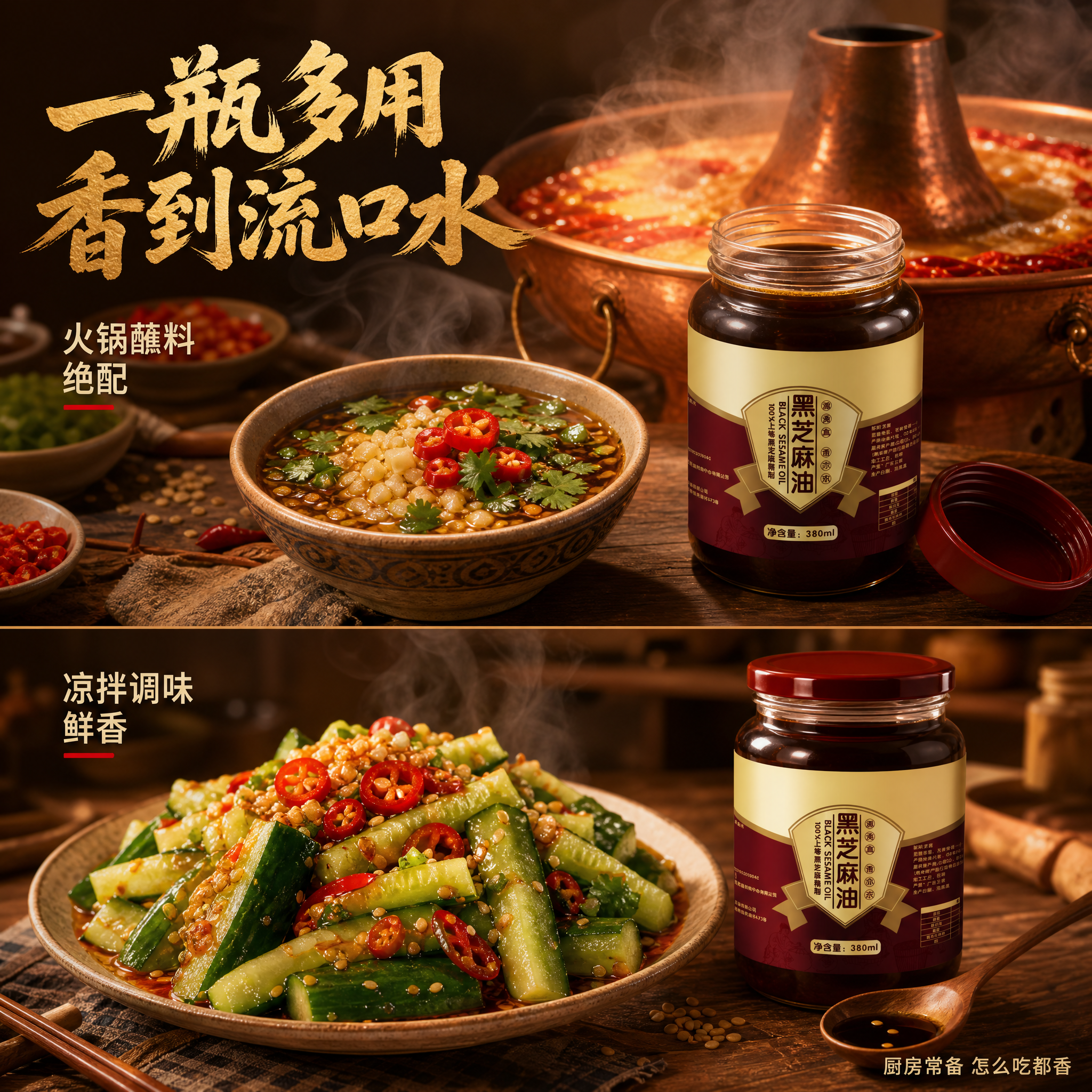 [主图-4] 场景与体验：火锅蘸料/凉拌菜双场景，家常烟火气代… - 图片创意预览