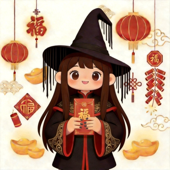 将女巫的短发修改为长头发，帽子改为垂下的样式，将左手手指调整为4根预览效果