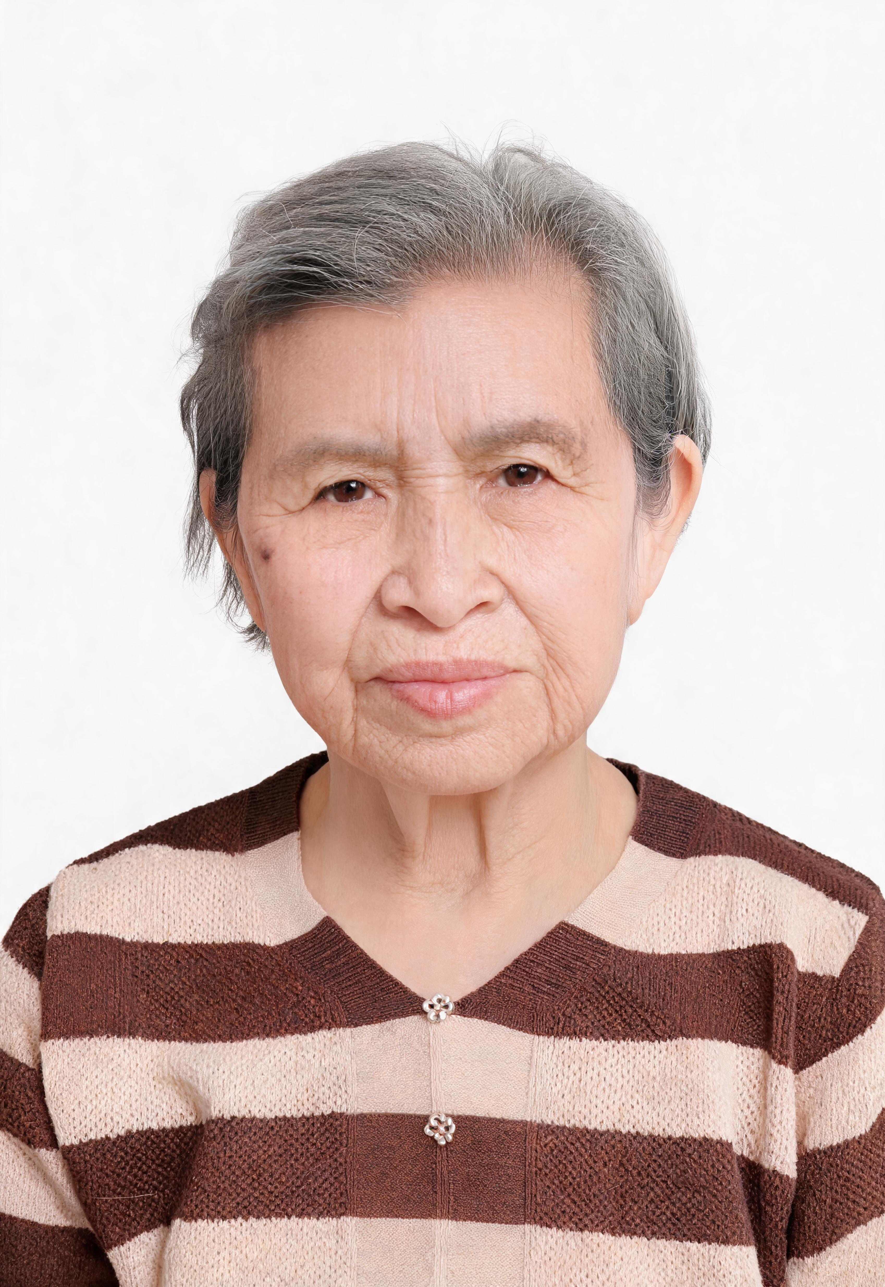 保留第一张图中人物发型、脸型、年龄特征生成标准样式纯正面证件照… - 图片创意预览