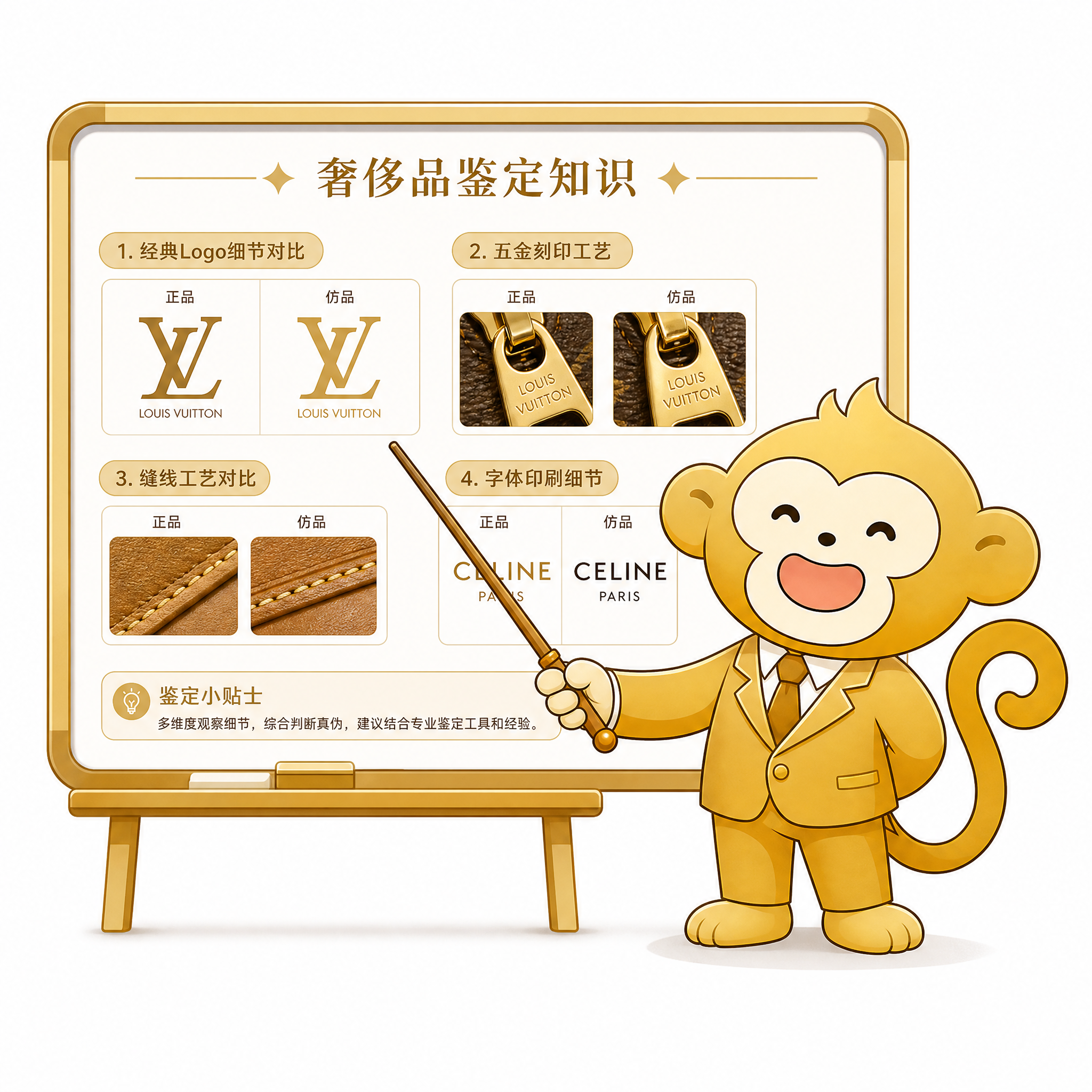 参考上传图片的小猴子造型和毛色，卡通金色小猴子IP，圆润可爱，… - 图片创意预览