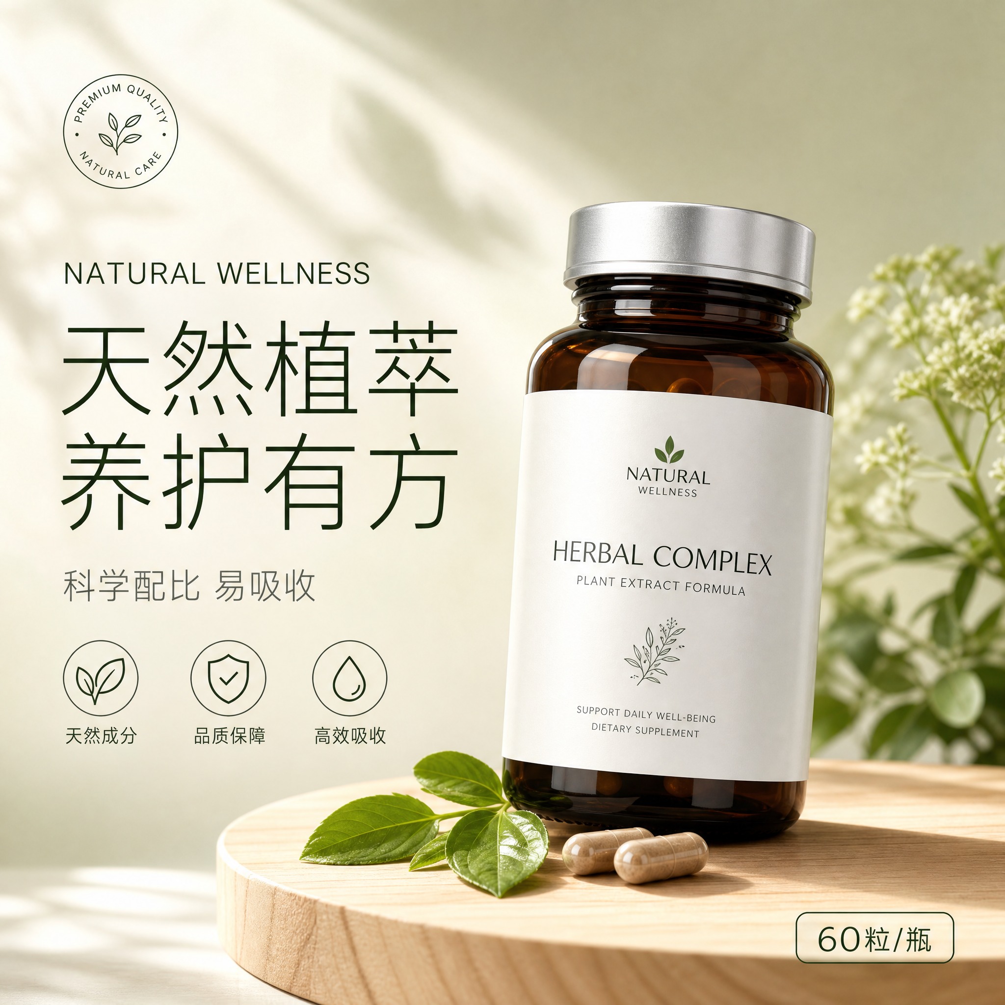 [单张主图] 保健品高级氛围感主图，走品质信任路线，目标是一眼… - 图片创意预览
