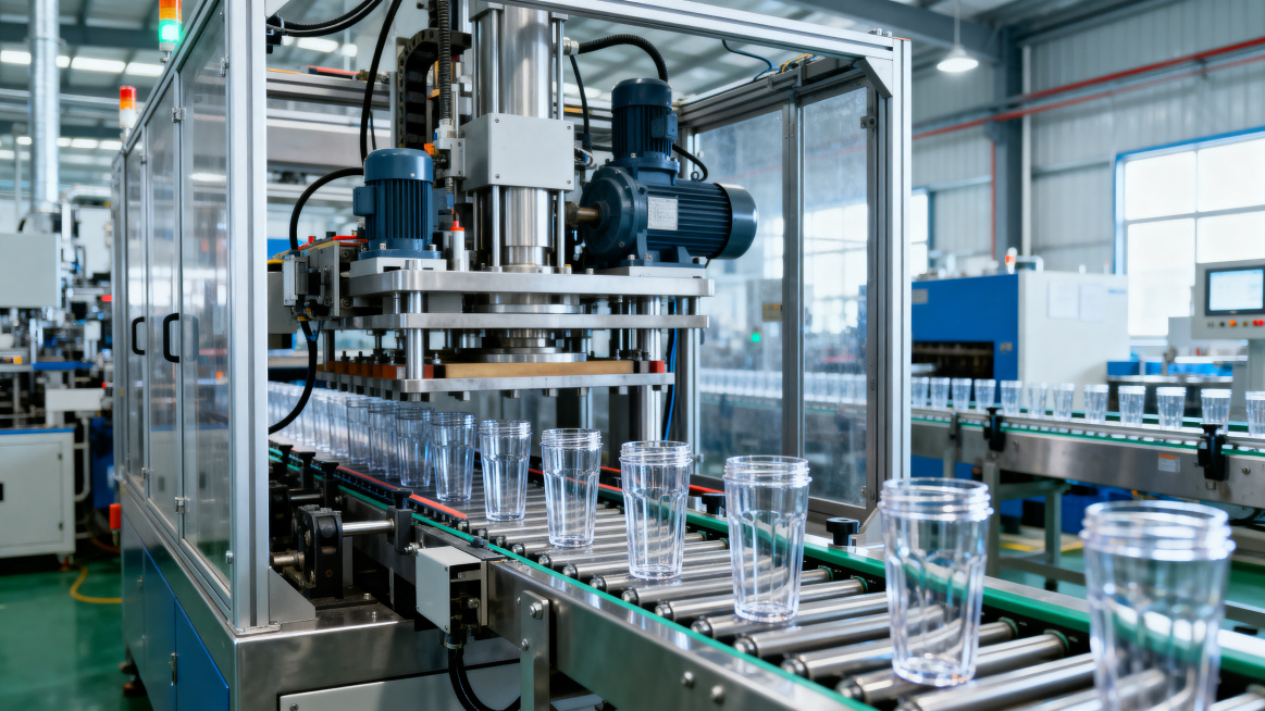 现代化水杯生产工厂，自动化生产线正在生产水杯产品，干净整洁的生产车间，工业风，明亮光线，展示水杯生产流程预览效果